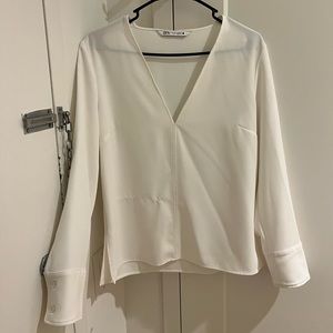 zara white structured blouse